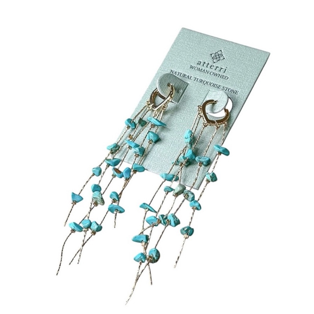 NWT ⚜️🩵⚜️ ATTERRI Gorgeous Cascading Turquoise Chandelier Earrings